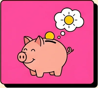 Piggy bank with thought bubble illustration